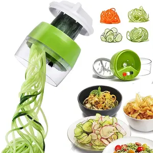 Portable Vegetable Slicer w/ Multifunctional Blade - Zucchini Noodles Tool & Spaghetti Maker, Durable Food Blade & Slicer Manual Vegetable Slicerfor Spiral, Strip and Ribbon Shapes Easy to Use Kitchen Accessories