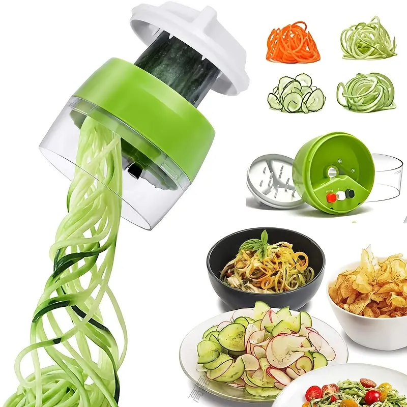Portable Vegetable Slicer with Multifunctional Blades - Durable Manual Kitchen Gadget, Kitchen Utensil for Zucchini Noodles, Spiral Shapes, Easy-to-Use Food Cutter Accessory, Kitchen Gadgets