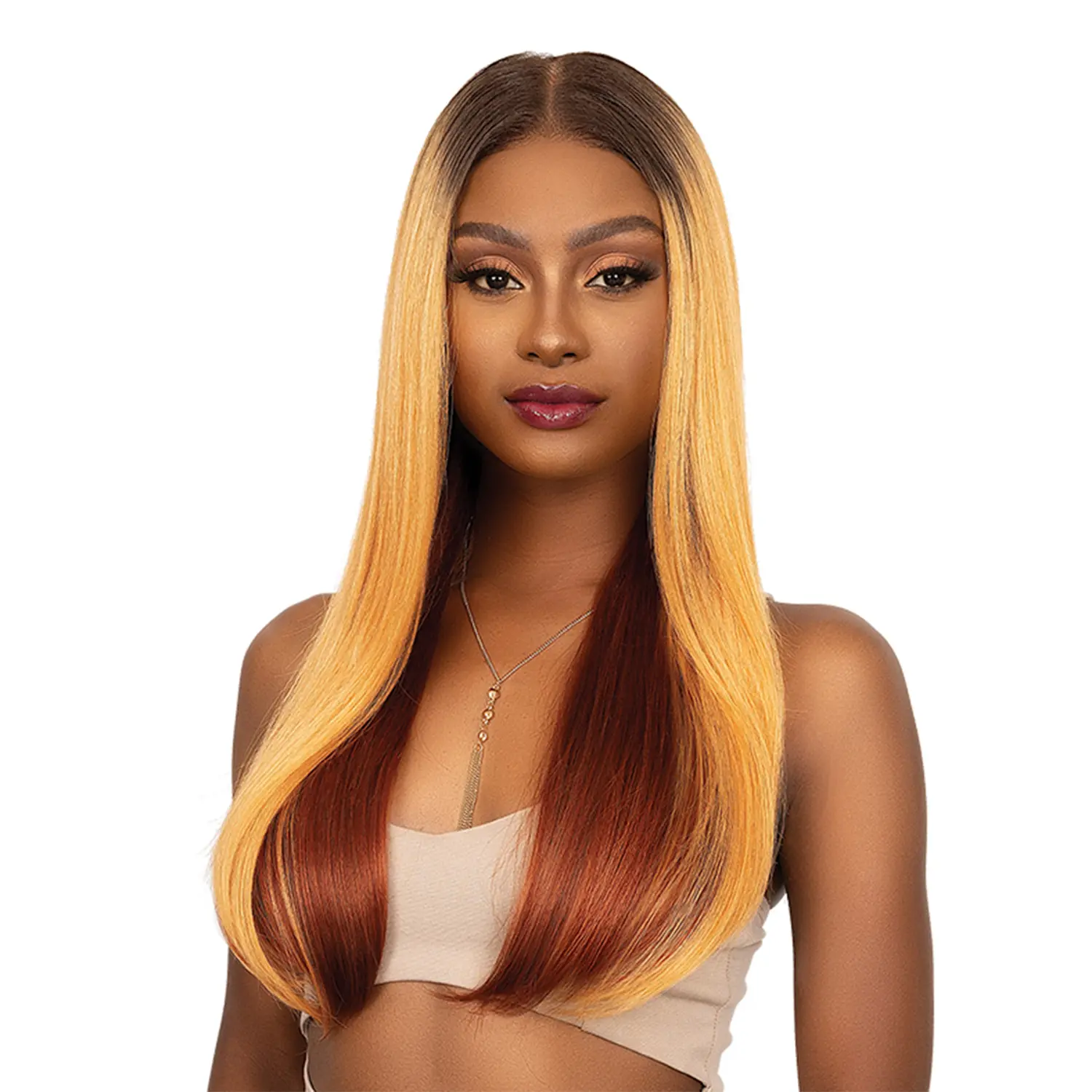 Janet Collection Apia Human Hair Blend HD Lace Front Wig, Glueless 13x6 Melt Frontal, Hand-Tied Part with Pre-Installed Elastic Band