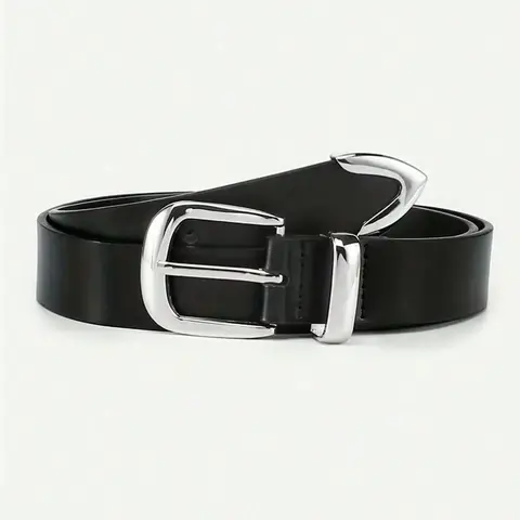 Men's Slim PU Leather Belt with Silver Buckle, for Daily Wear, Office, Dates and Parties, Casual Business Belt