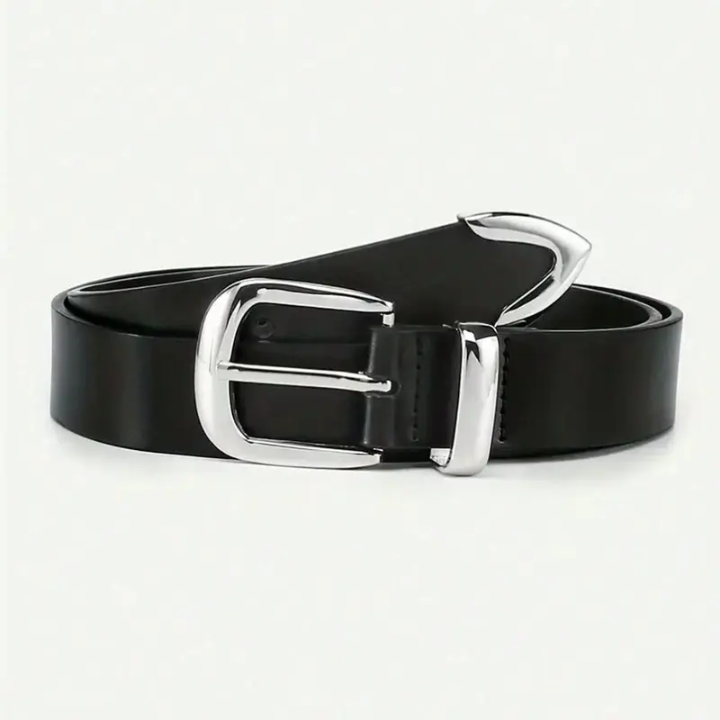 Men's Slim PU Leather Belt with Silver Buckle, for Daily Wear, Office, Dates and Parties, Casual Business Belt
