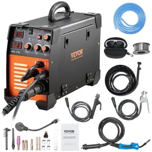 VEVOR MIG Welder, 130-270A Flux Core Welder, 3 in 1 Combo MMA/MIG/LIFT TIG Welder Machine, Portable MIG-130 Welding Machine IGBT Inverter, Automatic Wire Feeding Welder for Stainless Steel