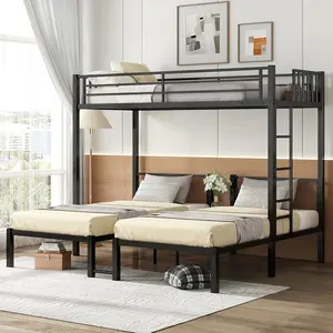 Triple Bunk Bed Twin over Twin & Twin Bunk Beds for 3, Twin XL over Twin & Twin Bunk Bed Heavy-Duty Metal Triple Bunk Bed, Noise Fee, No Box Spring Needed