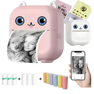 Portable Mini Printer Set with 3 Rolls Stickers, 3 Thermal Paper Rolls, 6 Color Paper Rolls for Notes, Photos, Labels, To-Do Lists Portable Thermal Printers