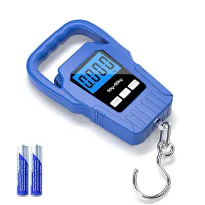 Digital Fish Scale Hanging Scale Fishing Scale,110Lb/50Kg Luggage Scale,Upgrade Large Handle & Backlit LCD Display, Electronic Balance Digital Fishing Postal Scale,Blue,Fishing Gifts for Men SKEAP