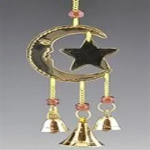 Moon & Star Brass Chime With Beads 9 Long
