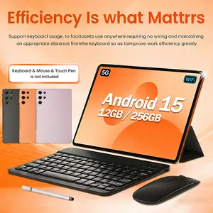 W&O 2026 Android 15, 11-inch Tablet, 12GB RAM + 256GB Expandable Storage, Large HD Screen, 10000mAh Battery, 5G WiFi, Portable Device with Keyboard, Mouse, Case, Stylus, Dual Camera, Ideal for School, Work, Valentine’s Day Gift