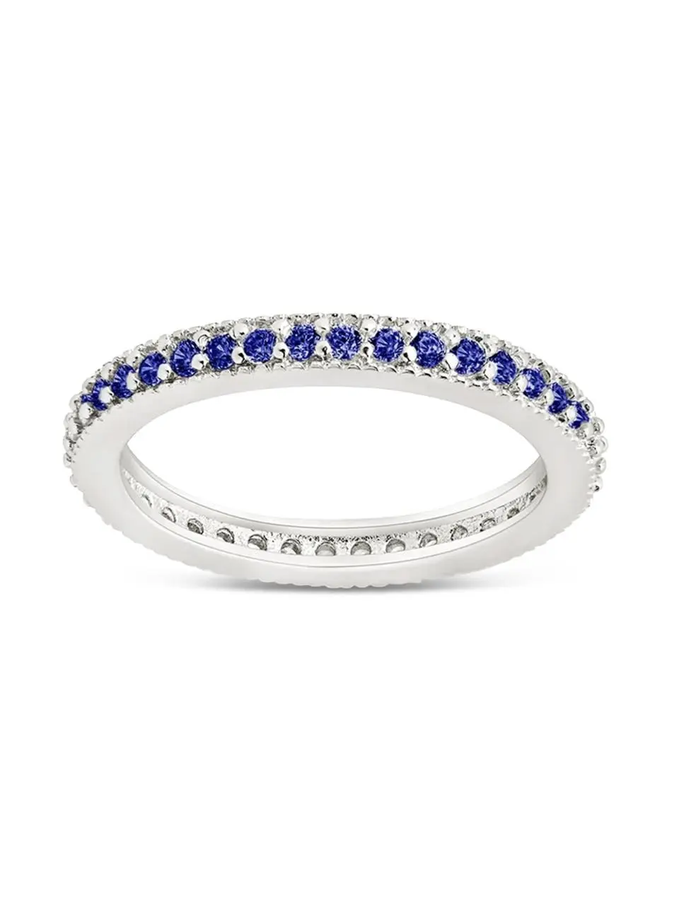 Sterling Silver 2.5mm Thin Sapphire CZ Band Ring