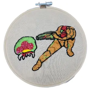 Super Metroid Embroidery Hoop for Hanging Decor
