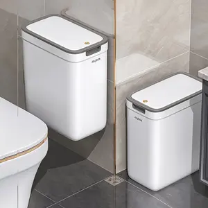 Wall-mounted decorative trash can, large-capacity lided push-down trash can, can be hung on the wall or placed on the ground. Suitable for bathrooms and kitchens, it doesn't take up much space and is a narrow-gap storage trash can.