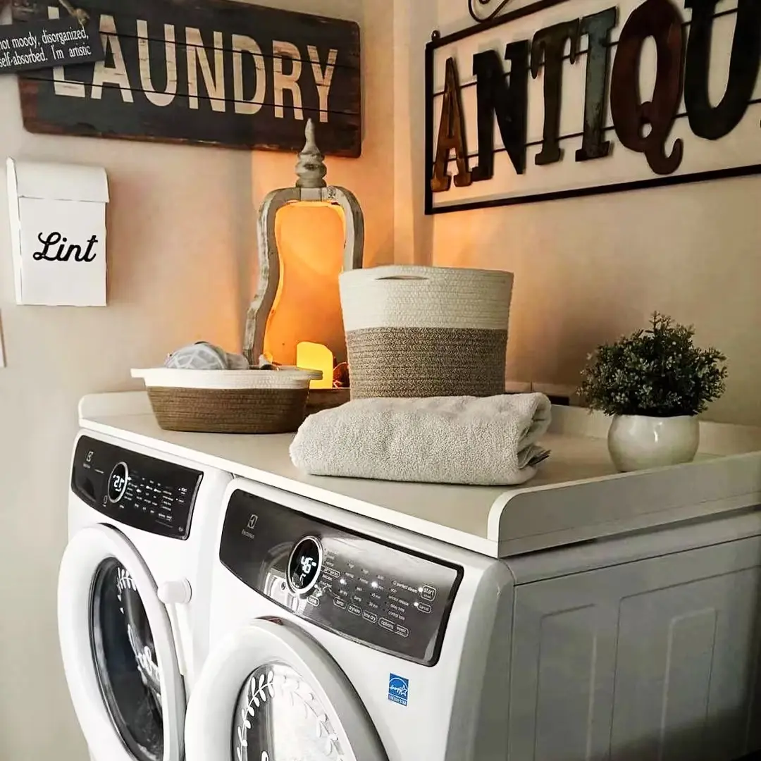 Kaboon Washer Dryer Countertop - Melamine Countertop with Edge Rails, Eco-Friendly, 54 in Wide, 27.5 in Deep, 2-Year Warranty for Laundry Room Organization, Assembly Required