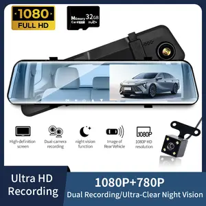 5.5-inch Car Dash Cam, Car Dashcam, Front Rear Dual 1080P Full HD, 140° Ultra-Wide Angle with Extreme Clarity, Clear Night Vision, Ultra-Slim Design + G-Sensor, Supports Loop Recording, HD Backup Camera, 32GB Memory Card Included