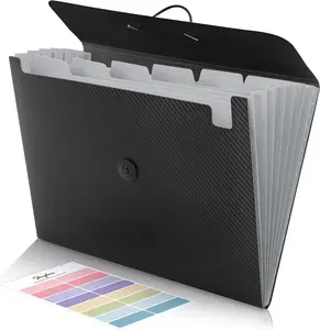 SKYDUE Expanding File Folder with 7 Pockets, Accordion File Organizer, Folders for Documents, Portable Receipt Paper Organizer, Letter Size Filing Folder School Office Supplies, Black