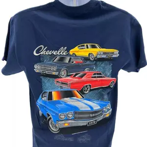 Chevy Chevelle Scene & Script Logo 2-Sided T-Shirt – Classic Chevrolet Muscle Car Graphic Tee, Vintage Chevelle Shirt, Unisex Cotton Top Gift for Men & Women
