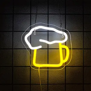 Beer Neon Sign  Bar Neon Light Sign for Wall Decor Led Neon Beer Sign for Man Cave Home Bar Store Cafe Pub Club Shop Beer Bistro Party Hotel Decor Gifts