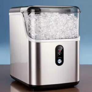 Snowyermine 35lb Nugget Ice Maker Portable Countertop, Pebble Crushed Soft Chewable Ice Maker Machine, Stainless Steel
