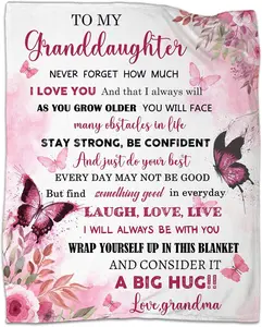 Granddaughter Gifts from Grandma, Soft Comfortable Flannel Blanket, Granddaughter Gifts, to My Granddaughter Blanket from Grandma Grandpa, Great Birthday for Granddaughter
