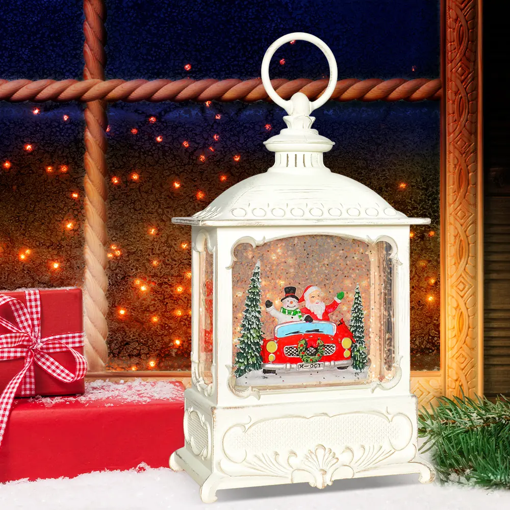 Santa & Vintage Red Truck Water Lamp, 8-Color LED USB/Battery Powered, Christmas Tree Bubble Night Light, Safe for Kids, Window Decoration Box Traditional