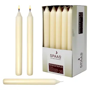 7" Ivory Dinner Candles - 20 Pack - Unscented Ivory Candlesticks for Home Decoration, Wedding, Christmas - 6 Hour Long Burning Time