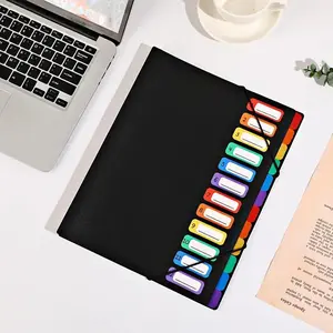 A4 Expanding File Folder with 12 Pockets for School and Office, Durable Portable Plastic Desk Organizer with Elastic Closure in