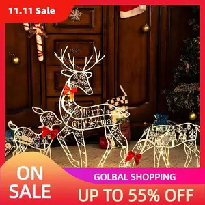 3Pc  Original Lighted Deer Reindeer Family