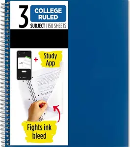 Spiral Notebook, 3-Hole Bound, College Ruled Paper, 150 Sheets, 11 x 8-1/2 Inches
