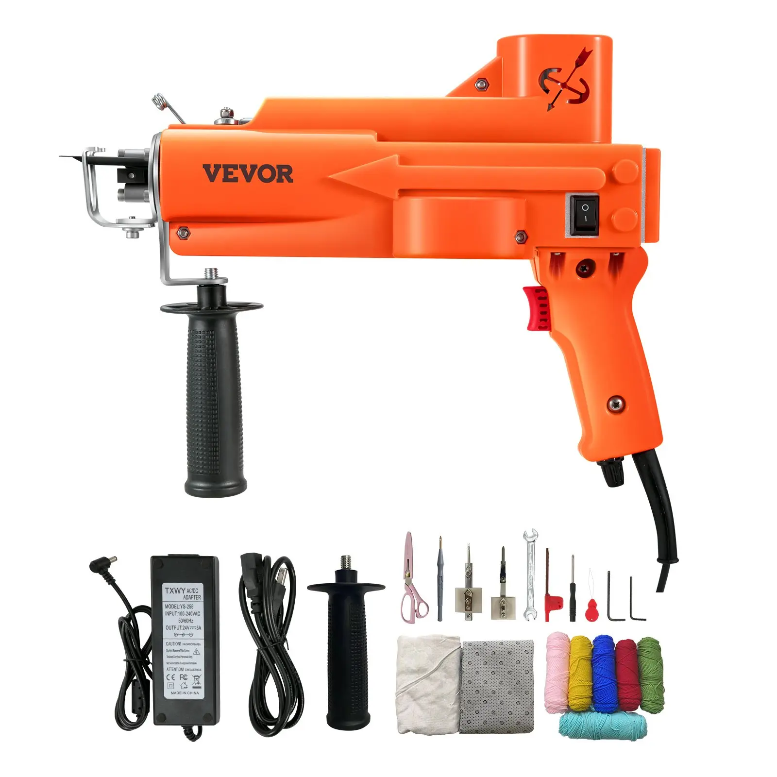 VEVOR High-End 2-in-1 Cut Loop Pile Tufting Gun, Metal + ABS Automatic Rug Making Tool Accessory Kit, 110V Electric Hand Tufted Rugs Weaving Machine, 7-27 Stitches/sec, 4-25mm Adjustable Height, 3.3 lbs, 6.7x2.5x1.6 in Starter Kit