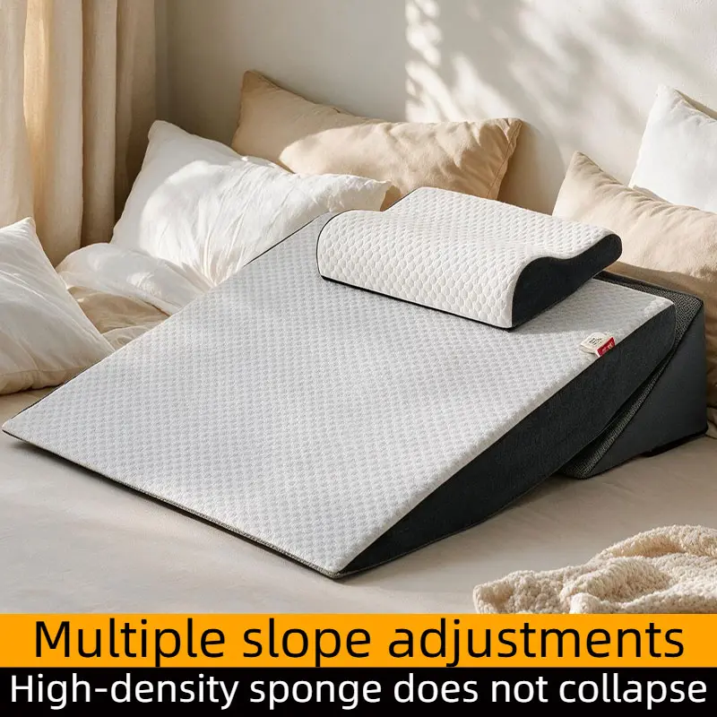 Customizable Multi-Angle Bed Wedge Pillow Kit - High-Density Stable No-Collapse Sponge Incline Cushion for Post-Operative Rest, Acid Reflux & Snoring Relief