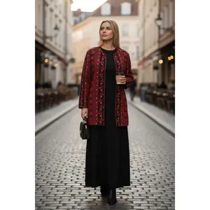 Embroidered Open Abaya Coat – Inner Layer with Belt | Modest Jacket (2 Sizes)