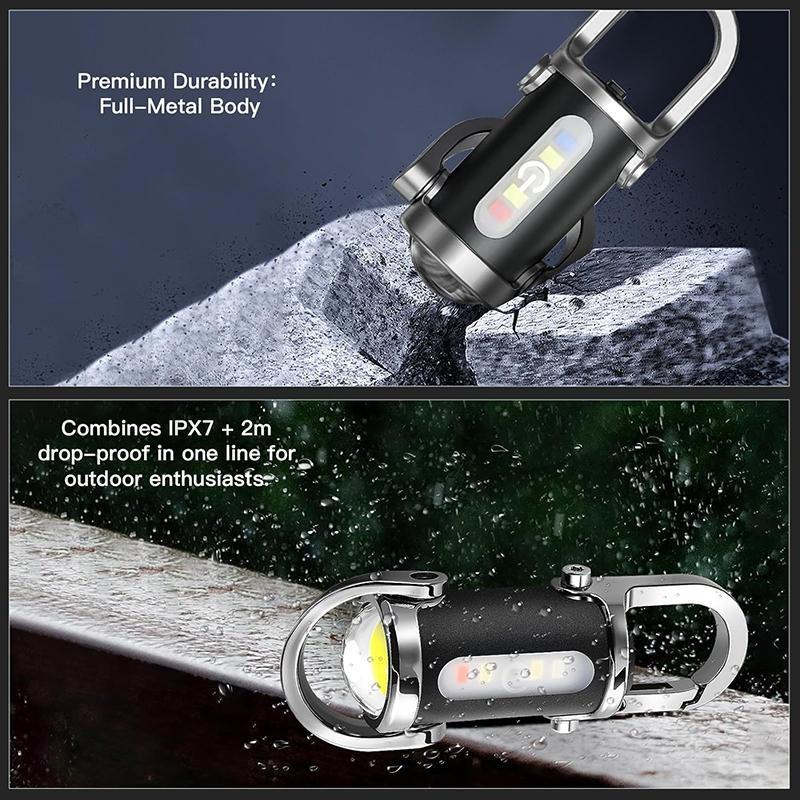 Multifunctional Rechargeable Keychain Light | 6 Lighting Modes, Portable COB Flashlight for Outdoor & Daily Use Great Gift for Him for Outdoor Activities