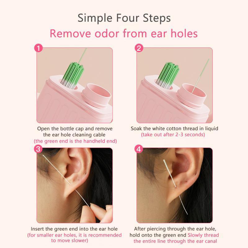 Piercing Hole Cleaning Kit, Earrings Hole Cleaner, Ear Hole Cleaning Lines, Pierced Aftercare Care Kit