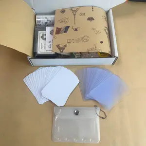 1LB (18 Stuff)Surprise vintage Journaling scrapbooking Supplies Box with 20pcs White ATC Cards 20 Clear ATC Cards 1 Card Holder Sticker Book PET Tape Washi Tape