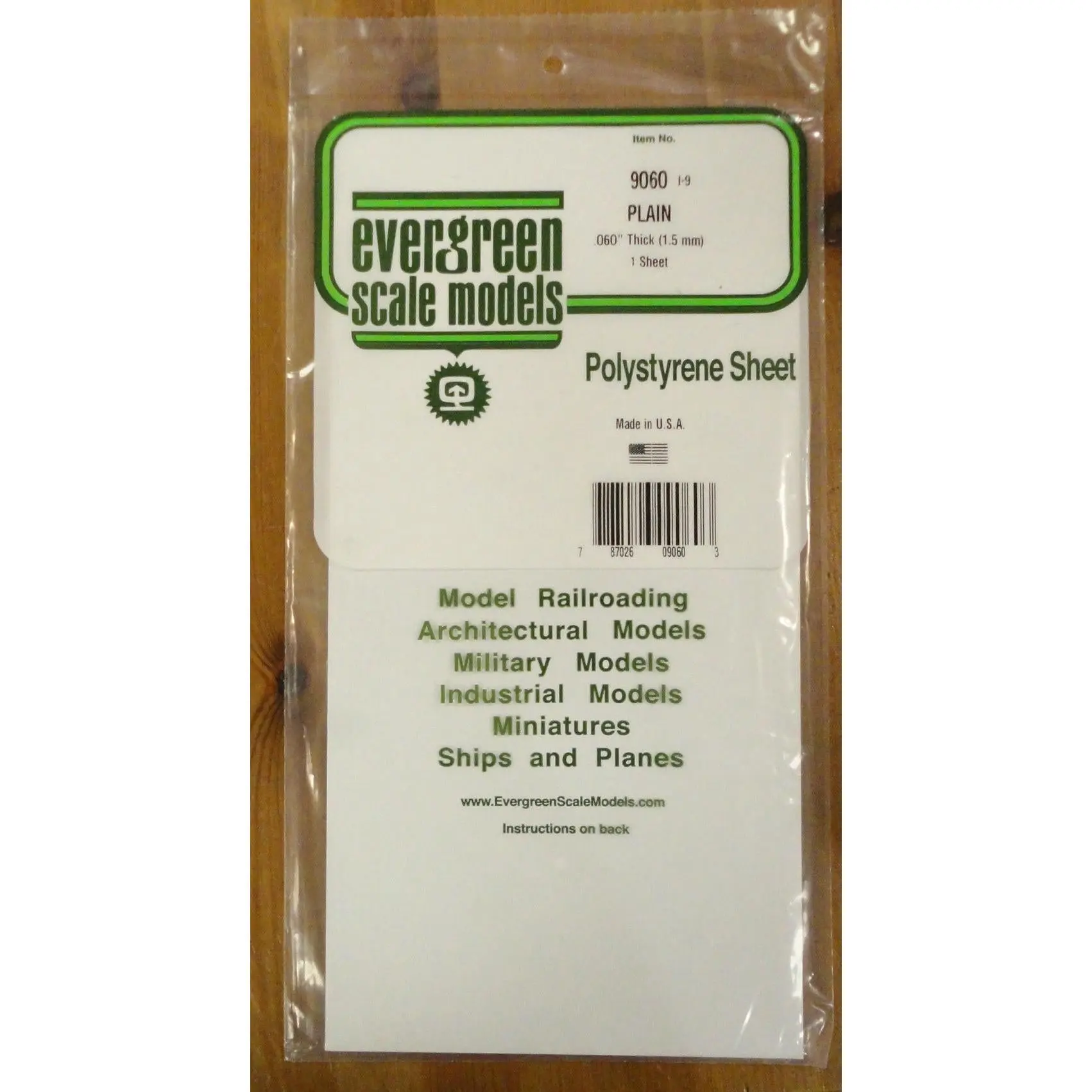 Evergreen Scale Models #9060 Plain White 0.060 Thick Polystyrene Sheet 12x6