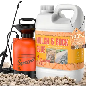 Mulch Glue for Landscaping with Sprayer, 1Gallon Rock Glue, Ready-to-Use Gravel Lockdown for Paths, Patios & Garden Borders, -Dry  Weather-Resistant  Gravel Binder