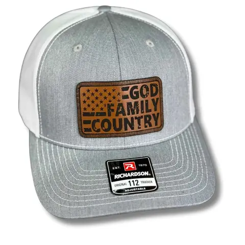 God Family Country American Flag Patch Hats - American Patriotic Trucker Hat - Laser Engraved, Adjustable Trucker, Breathable Mesh, Fitted/Ponytail Styles, Custom Dad Hat, Unisex Clothes Accessory, Size Guide Included for Outdoor Events-Sunday Mornings
