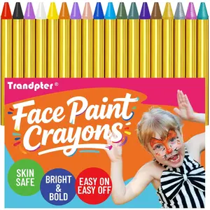 Face Paint Crayons for Kids 18pcs Non-Toxic Washable Face Paint Sticks Easy to Use Safe for Sensitive Skin Perfect for Kids Party Easter Makeup School Event Cosplay