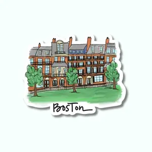Boston Brownstone Waterproof Vinyl Sticker | Decorative Sticker