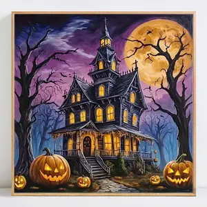Moon Pumpkin 5D DIY Diamond Painting Kit, No Frame Required, Perfect Halloween Gift Idea, Unique Craft Project for Home Decor