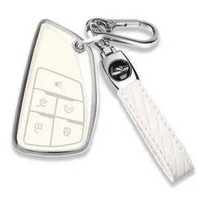 for Chevy Key Fob Cover with Keychain Soft TPU Protection Case Compatible with 2021-2025 Chevy Tahoe Suburban GMC Yukon Denali Silverado 5-Buttons