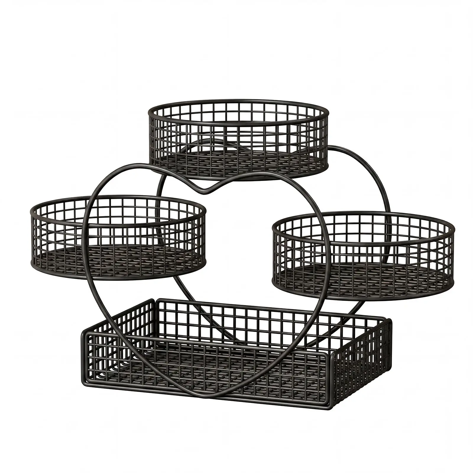 Sturdy Metal Heart-Shape 3-Tier Decorative Fruit Basket, Space Saving Storage Household Organizer for Kitchen Countertop, Ideal for Dorms & Mother's Day Gift