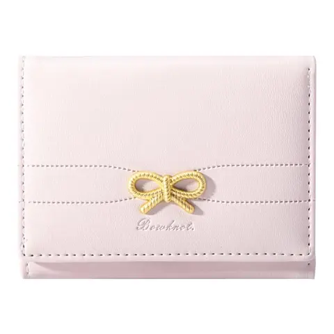 Women's Cute Bow-Decorated Trifold Wallet, PU Leather Wallet with ID Window and Multi Card Slots, Credit Card Holder, for Women and Girls, Casual Daily Wallet, Bow Decorated Wallets, Bow Purse, Christmas Gift for Girlfriend