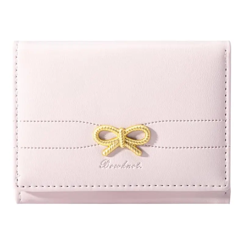 Women's Cute Bow-Decorated Trifold Wallet, PU Leather Wallet with ID Window and Multi Card Slots, Credit Card Holder, for Women and Girls, Casual Daily Wallet, Bow Decorated Wallets, Bow Purse, Christmas Gift for Girlfriend