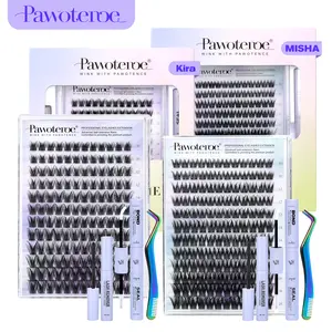 Kira & Misha Pawotence Signature Lash Clusters Kit | Featherlight Wispy, Dense Full Volume, Waterproof & All-Day Hold | From Natural Day to Glam Night | Your DIY Dream Look, Beginner-Friendly Lash Clusters
