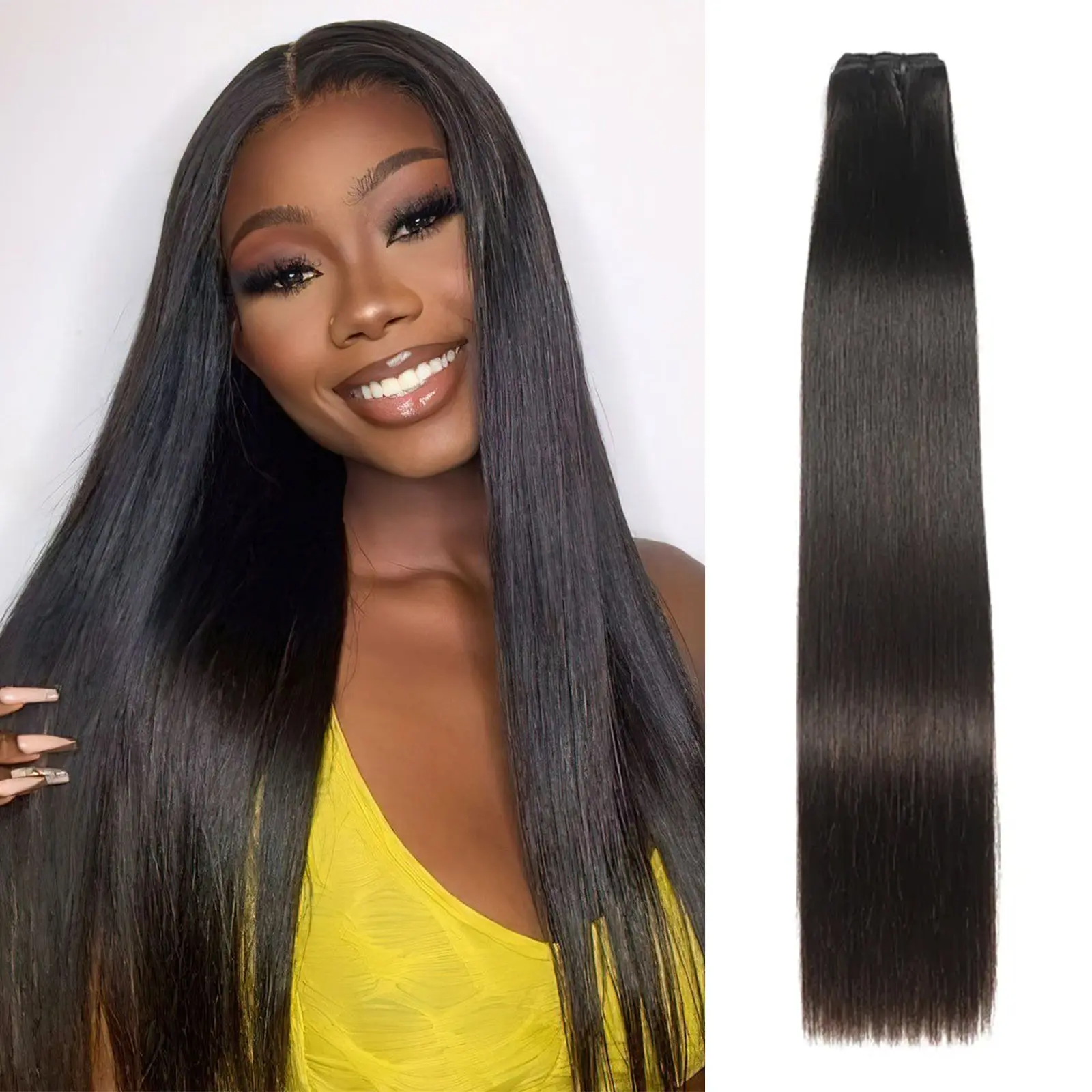 Ygwigs Cambodia Raw Hair Bundle Straight Natural Color 12A