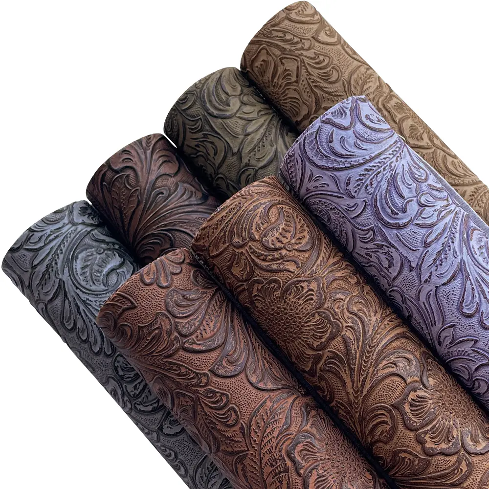 8-Pack Flexible Embossed Adhesive Faux Leather Sheets, 8x12 Inch Floral Pattern Synthetic Fabric, for DIY Bow Hair Clips, Handmade Bags, Home Decorations, USA Warehouse In Stock