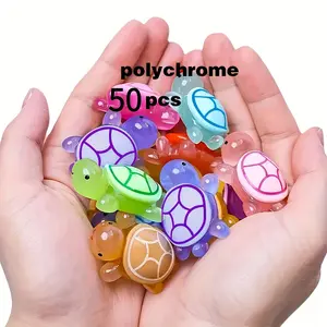 Gift for Her/Him 50-Pcs Glow-in-the-Dark 3D Turtle Figurines - Colorful Translucent Plastic Decorations, Ideal for DIY Crafts, Party Favors, Classroom Rewards, and Beach-Themed Activities