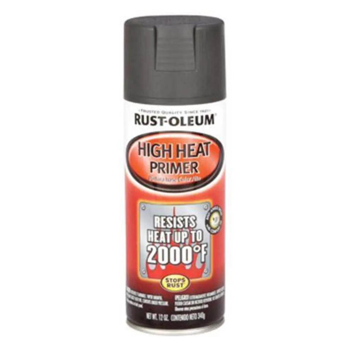 Rust-Oleum 1507292 12oz Automotive High Heat Primer - Dark Gray Aerosol Can, Metal Prep for DIY Car Care, Smooth Coat Spray Application