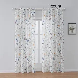 Floral Print Curtain, 2 Counts/set Simple Installation Curtain, Window Screening for Kitchen, Dining Room, Study, Living Room, Home Decoration Curtain