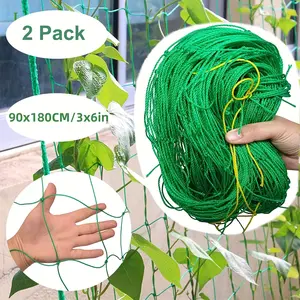 [2/4pcs Sturdy Garden Trellis Netting] Climbing Plant Support Net Featuring a Mesh Grid, Offers Structural Support for Climbing Vegetation, 3X6Ft (90Cm X 180Cm) to Set Up with Yellow Straps, Netting for Garden Plant Assistance for Vines, Cucumbers