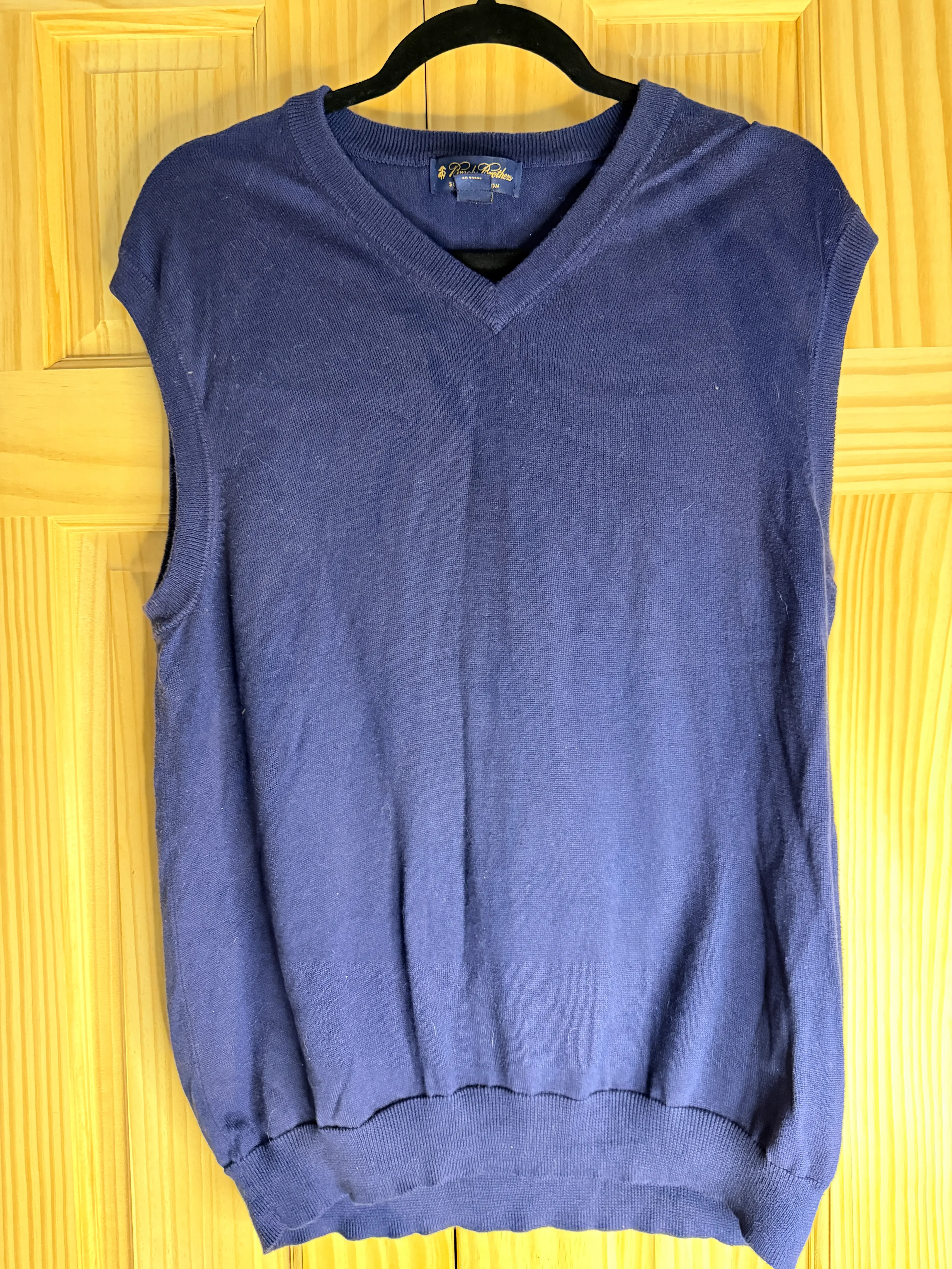 Brooks Brothers Supima Cotton Navy Sweater Vest Large